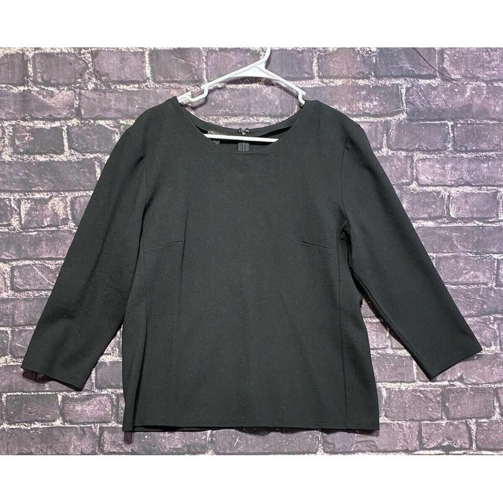 Talbots Top Womens XL Black Knit 3/4 Sleeves Zip‎ Back Casual Office Career NWT